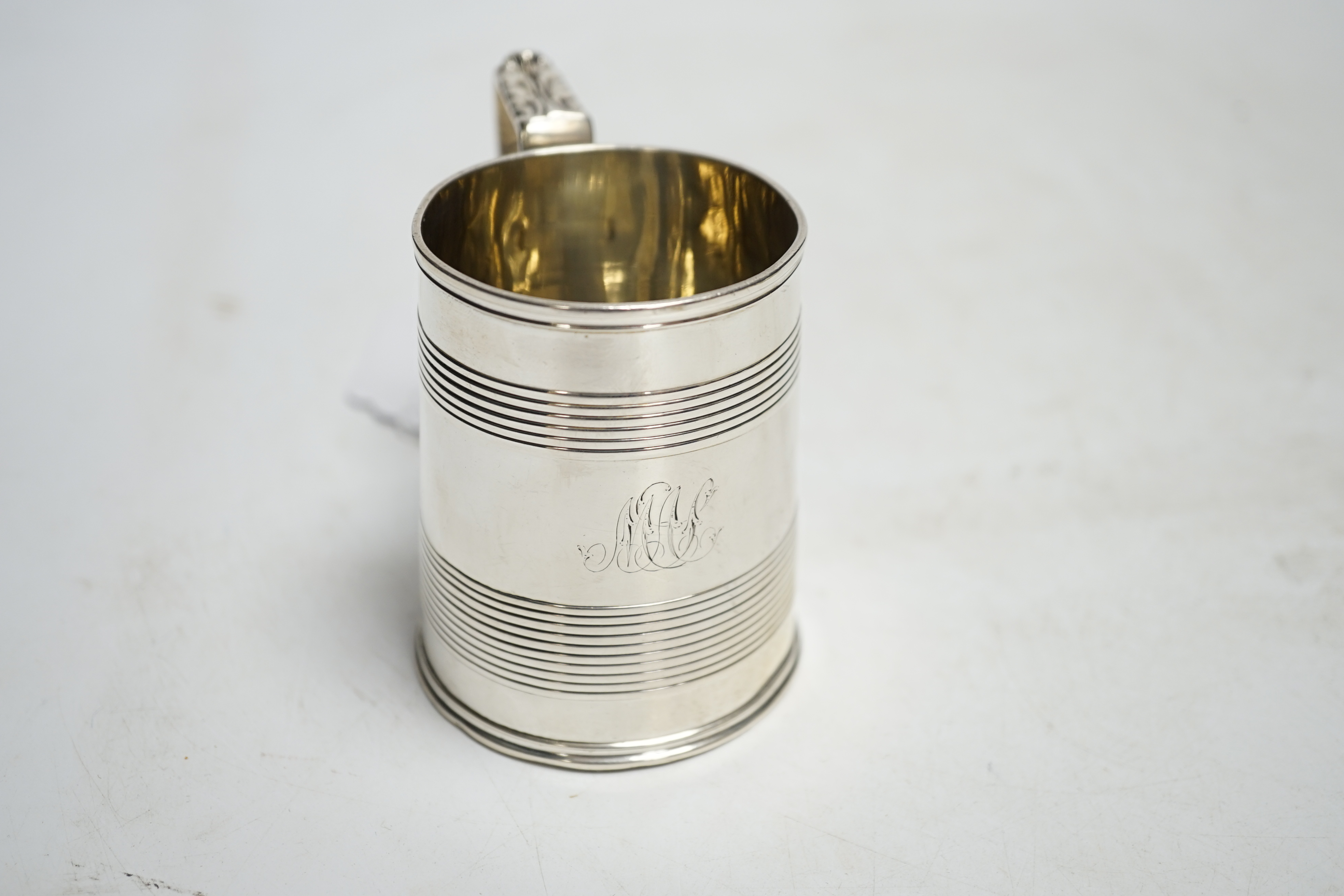 A George III silver christening mug, marks rubbed, London, 1817, 77mm, 125 grams. Condition - poor to fair